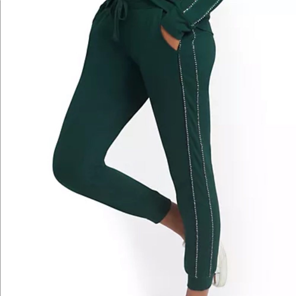 Green Jogger Pant w/Rhinestone Detail